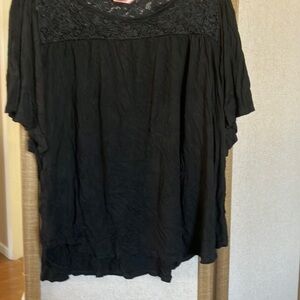 FINAL MARKDOWN SJS Black Flutter Sleeve Blouse Relaxed Fit 1x